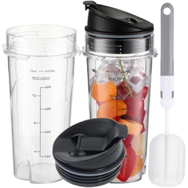Imagem de Sonkettek Para copos de liquidificador Ninja de 473 ml, peças de reposição para Ninja QB3001SS BL770 BL780 BL660 BL740 BL810 QB3000SS, 2 unidades de liquidificadores Nutri Ninja Series, copos de 473