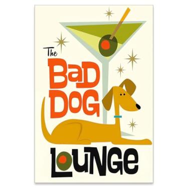 Imagem de Haitunone Funny Bad Dog Lounge arte de parede moda martini álcool pôsteres modernos funky bar carrinho impressões em tela para quarto apartamento decoração de parede 40 x 61 cm sem moldura