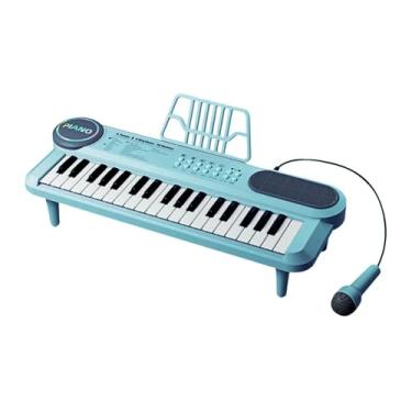 Imagem de Yunhgft Teclado Eletrônico, Piano, Instrumento Musical, Brinquedo, Treinamento de Habilidades, Teclado de Piano Portátil de 37 Teclas para Festas de Dia Dos N, azul