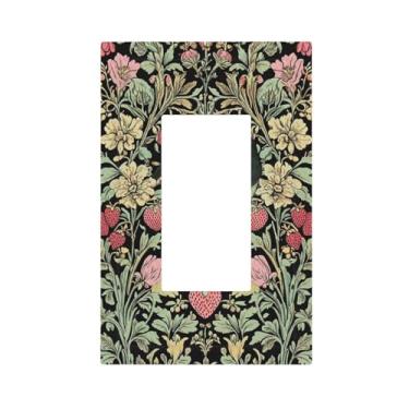 Imagem de VGHOKO Capas decorativas para tomadas com pássaros e morangos florais retrô estilo William Morris 1 Gang Rocker Light Switch Covers Single Decora Gfci Device Placa de parede para decoração de casa