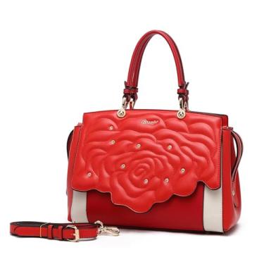 Imagem de BRANGIO Bolsa Itália – Bolsa de couro vegano com detalhes em strass e alça conversível | Empresa dos EUA é enviada de L.A., Vermelho