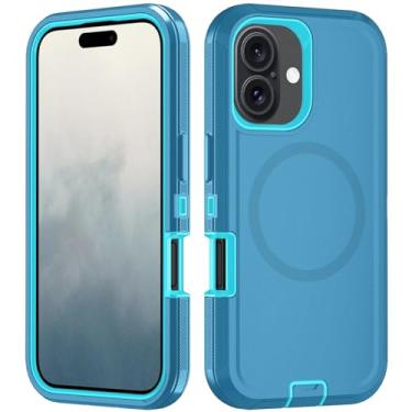 Imagem de Asuwish Capa de telefone para iPhone 17 de 6,3 polegadas com protetor de tela de vidro temperado, capa magnética híbrida à prova de choque protetora resistente acessórios para celular i Phone17 i17 17