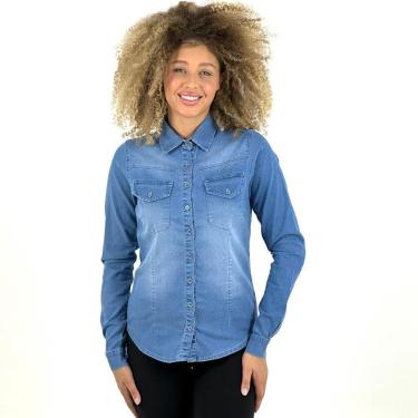 Imagem de Camisa Tanise Manga Longa Jeans Feminina-Feminino