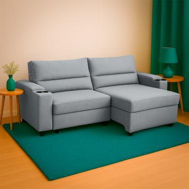 Imagem de Sofá Retrátil Acapulco SMP Com Porta Copo Embutido Veludo 2m Grafite