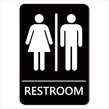 Imagem de Placas de banheiro unissex ADA, autoadesivas, para mulheres e homens ou placas de porta de banheiro com fita dupla face 3M para escritório ou negócios, banheiro e porta de banheiro ou decoração de