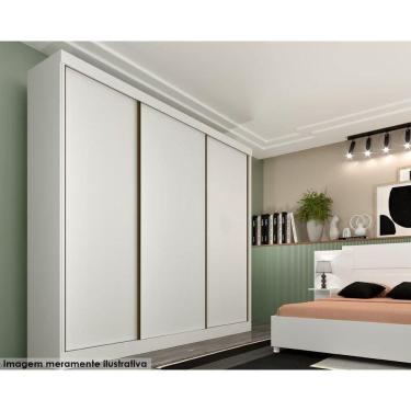 Imagem de Guarda Roupas 3 Portas De Correr De E 4 Gavetas Dacar Neve - Tcil Móveis