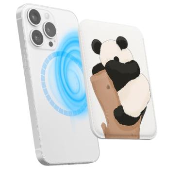 Imagem de Suporte magnético para iPhone, carteira fina de couro PU, capa para cartão, capa traseira para cartão, acessório de telefone fofo