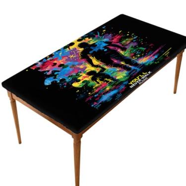 Imagem de hongjinglin Toalha de mesa retangular de 1,8 m elástica ajustada para autismo, cor masculina, capa de mesa retangular, impermeável, lavável, protetor de mesa para piquenique, jantar, cozinha