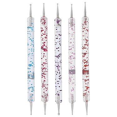 Imagem de Caneta pontilhadora de unhas profissional de cabeça dupla conjunto de ferramentas de pontilhamento para manicure DIY com ponta de bola de metal material acrílico de strass 5 peças