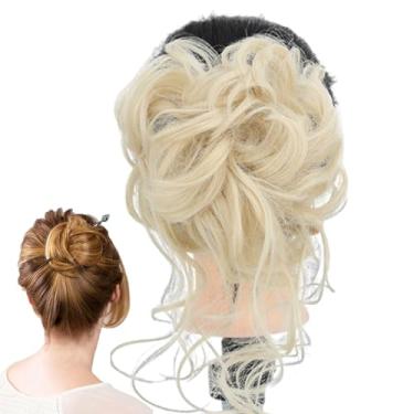 Imagem de Peças de cabelo encaracolado, rabo de cavalo encaracolado para mulheres | apliques ondulados updo para festas, acessório de cabelo multiuso com alça elástica para namoro