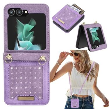 Imagem de CCSmall Capa carteira transversal para Samsung Galaxy Z Flip 6 para mulheres, capa de telefone de couro PU com glitter brilhante com suporte de cartão com bloqueio RFID para Samsung Galaxy Z Flip6 /Z