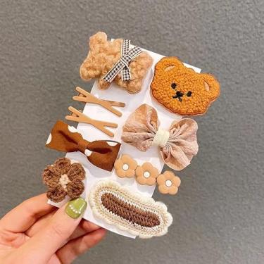 Imagem de 9 peças de grampo de cabelo de pelúcia, cabelo quebrado infantil, clipe de borda, grampo de cabelo, acessório de cabelo para menina