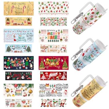 Imagem de Elewins Envelope UV DTF – 16 folhas de adesivos coloridos de transferência fria de Natal para chaveiros de motel, envoltórios Uvdtf DIY para chaveiro de hotel em branco, esfregar à prova d'água em