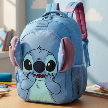 Imagem de MOCHILA 18 STITCH AZUL PELUCIADA 15 LITROS Ref. MS50061SC - LUXCEL
