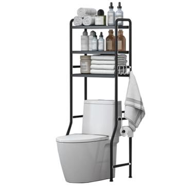 Imagem de SPXMQSS Armazenamento sobre vaso sanitário, unidade de armazenamento de máquina de lavar, rack de armazenamento de banheiro de 2/3 camadas, economia de espaço de vaso sanitário independente, armário