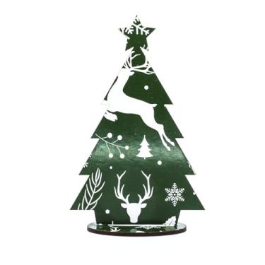 Imagem de Kit 10 Mini Árvores de Natal MDF 3mm Adesivadas com Base Decorativa Cores Variadas Mesa e Lembrancinhas (VERDE)