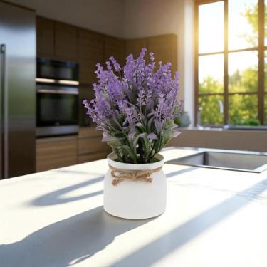 Imagem de Generic 1 peça de planta artificial em camadas festiva flor cone plástico roxo 9,5 x 9,5 x 25 cm