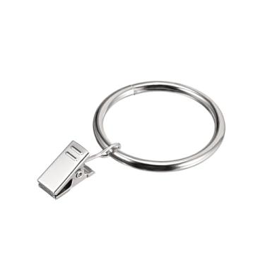 Imagem de Anéis de clipe de cortina com ganchos de metal de 3,8 cm de diâmetro interno de 4 mm de espessura, anel de cortina para varões de cortina de janela, tom prateado, 10 peças