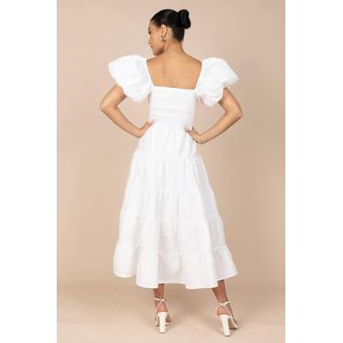 Imagem de Petal & Pup Vestido midi franzido Annette manga bufante, Branco, PP