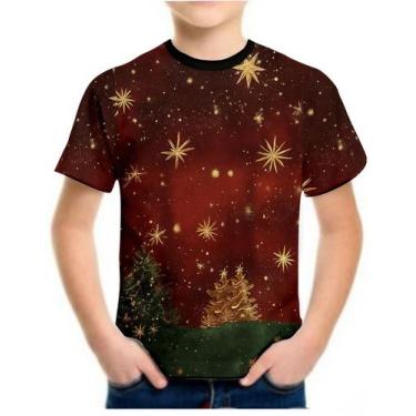 Imagem de Camiseta Infantil Feliz Natal UV50 Arvore Fantasia Blusa e5 - Alemark,