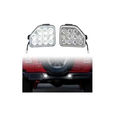 Imagem de SAUTVS Luz refletora de para-choque traseiro de LED para acessórios Jeep Wrangler JL 2018-2024, lâmpada traseira branca de reserva, luz de estacionamento, marcador lateral (2 peças)