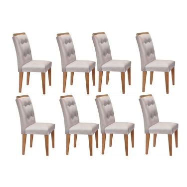 Imagem de Cadeira Sala de Jantar Kit Imbuia Veludo Creme