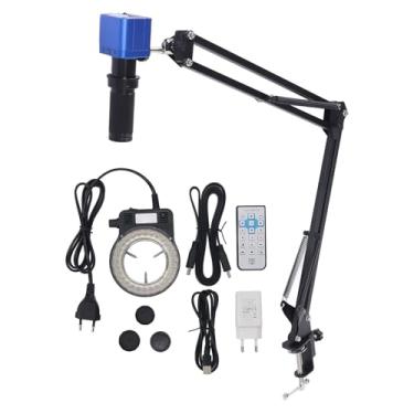 Imagem de LiebeWH Câmera de Microscópio Eletrônico 1080P 24MP HD Microscópio de Vídeo Industrial Com Lente de Montagem 150X C e Anel de Luz LED (plugue da ue)