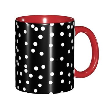 Imagem de Zeraoke Canecas de café criativas com estampa de bolinhas pretas e brancas, personalizadas, presente para a família, tamanho de 325 ml, unissex