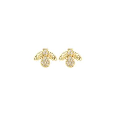 Imagem de Kokoma Brincos femininos de abelha de mel, zircônia cúbica, insetos, cartilagem minúscula, piercing de tragus, joias delicadas de orelha