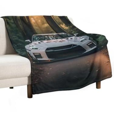 Imagem de HouLaiZhe Cobertor super macio de flanela JDM carro R35 esporte selva leve cobertor refrescante para sofá-cama cadeira sofá carro viagem ao ar livre leve quente 101,6 cm x 127 cm