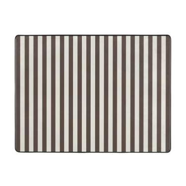 Imagem de ZERAOKE Tapete listrado marrom 48 x 63 polegadas, lavável na máquina com suporte antiderrapante, tapetes macios para sala de estar, quarto, entrada, quarto de crianças, decoração de casa