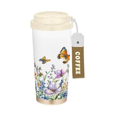 Imagem de STAYTOP Caneca de café de viagem com isolamento térmico Spring Beautiful Spring Flowers 500 ml, copo de café reutilizável de aço inoxidável com tampa flip à prova de vazamento à prova de vazamento