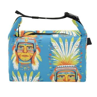 Imagem de STAYTOP Lancheira Retratos de tribos indígenas com fivela de alça, lancheira isolada para meninos e meninas, lancheira térmica para trabalho escolar