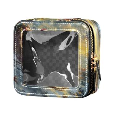 Imagem de Burbuja Bolsa de cosméticos transparente de Natal Papai Noel no trenó bolsa de maquiagem bolsa organizadora portátil com zíper e janela para mulheres