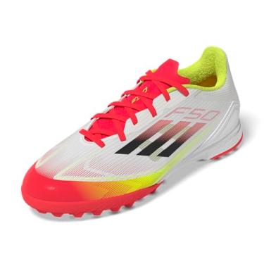 Imagem de adidas Tênis de futebol unissex adulto F50 League Turf, Branco/preto/amarelo solar, 41 BR