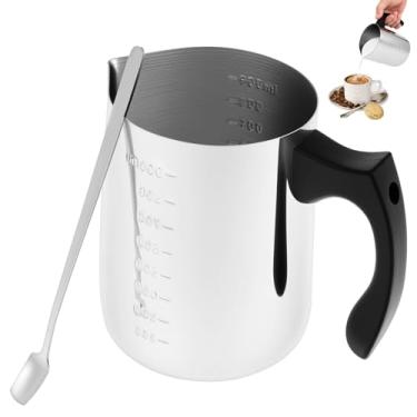 Imagem de Pote de derramamento de velas, pote de grande capacidade para fazer velas, potes de derretimento de cera de aço inoxidável com colher de agitação e alça resistente ao calor para fazer sabonete