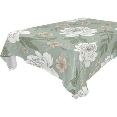 Imagem de Burbuja Toalha de mesa de flores, toalha de mesa quadrada anti-rugas grossa para decoração de jantar, cozinha, festa, 152 x 152 cm