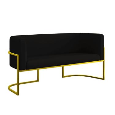 Imagem de Sofá 2 Lugares Veludo Moderno Base Metal Gold Balaqui Preto