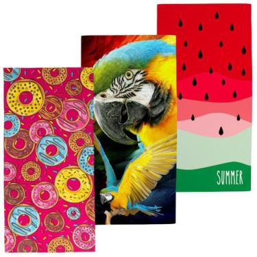 Imagem de Kit 3 Toalhas de Praia Banhão Teka Málaga 75x150 cm Estampa:DT-AR-ML