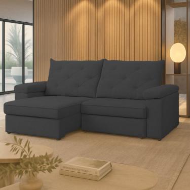 Imagem de Sofá Para Sala Reclinável Estofado Miami 210cm Linho Chumbo