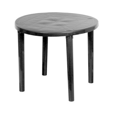 Imagem de Mesa Redonda Plástica Piscina Praia Desmontável Preta Plasnew