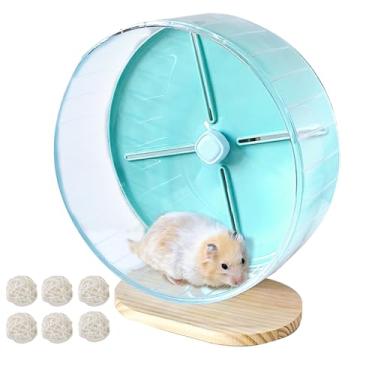 Imagem de Acsist Roda silenciosa para hamster, 26 cm, silenciosa, para hamster sírio, suporte antiderrapante e ajustável para gerbos, ratos ou outros animais de estimação pequenos, verde