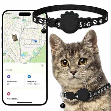 Imagem de Coleira GPS para gatos localizador eletrônico de animais de estimação (apenas iOS) à prova d'água compatível com Apple Find My sem taxa mensal, ideal para gatos pequenos a grandes, solução avançada de