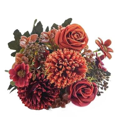 Imagem de Flores Artificiais 6 CabeçAs Bola De Outono CrisâNtemo Rosa Flores Artificiais DecoraçãO Para Casa Altamente Decorativo E Esteticamente AgradáVel(Pôr do sol vermelho-2S,1)