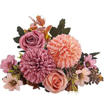 Imagem de Flores Artificiais 6 CabeçAs Bola De Outono CrisâNtemo Rosa Flores Artificiais DecoraçãO Para Casa Altamente Decorativo E Esteticamente AgradáVel(Areia vermelha-137,2)