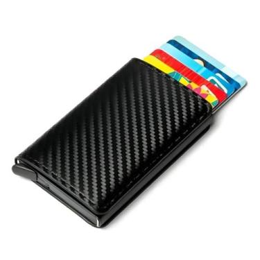 Imagem de CARTEIRA ANTIFURTO SLIM PORTA CARTÕES COMPACTA MODERNA PRETO Cor:Preto