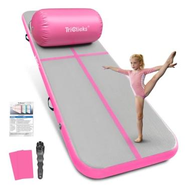 Imagem de Triclicks Tapete inflável de ginástica com tapete octogonal de cilindro de ar para uso em casa e academia