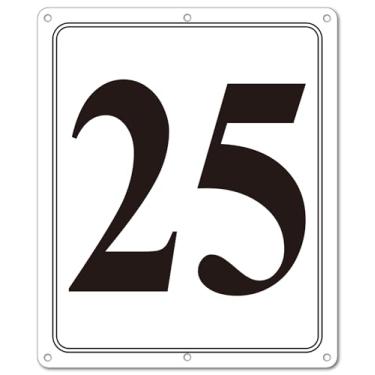 Imagem de i-CowFun Placa numerada de metal premium ao ar livre, refletiva 30,5 x 25,4 cm placas numeradas de alumínio grande 25 para estacionamento, quadra de tênis, campo, armazém, corredor, edifício, doca