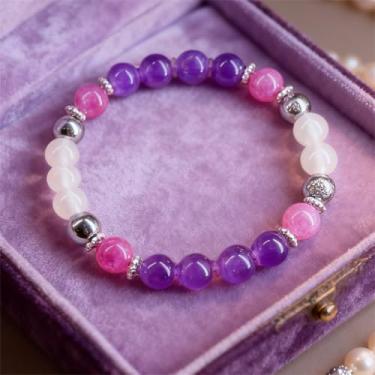 Imagem de Pulseiras elásticas com contas para mulheres, pulseira de pedra da lua para relaxar, joias de contas de cristal natural para equilíbrio emocional, One Size, Pedra, Sem Pedra Preciosa