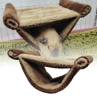 Imagem de Sanpyl Hamster Quente Rede Dupla Camada de Pelúcia Pendurado Cama, Material Macio, Fácil de Limpar, Perfeito para Esquilos Ursos Dourados, Chinchilas (Cor Café)